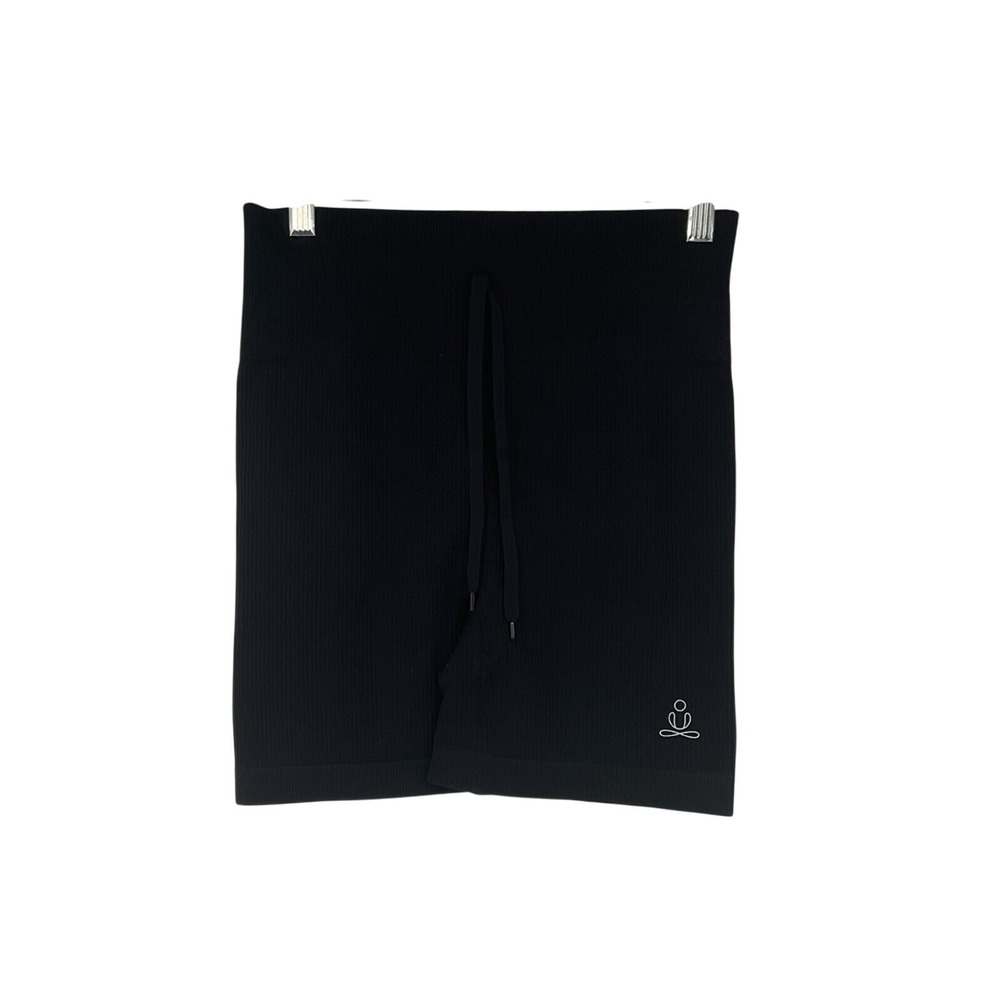 Phat Buddha Biker Shorts Women Large Black Ribbed High Waist Scrunch Butt